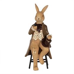 Foto van Clayre & eef beeld konijn 20 cm bruin polyresin paasdecoratie bruin paasdecoratie