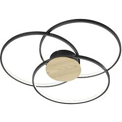 Foto van Led plafondlamp - plafondverlichting - trion sidon - 40w - warm wit 3000k - dimbaar - rond - mat zwart - aluminium