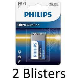 Foto van 2 stuks (2 blisters a 1 st) philips ultra alkaline 9v