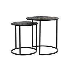 Foto van Side table s/2 40x45+50x52 cm doba wood antique-matt black