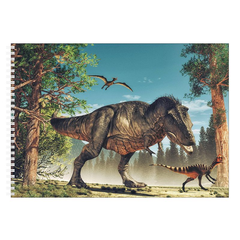 Foto van A4 dinosaurus schetsboek/ tekenboek/ kleurboek/ schetsblok wit papier - schetsboeken