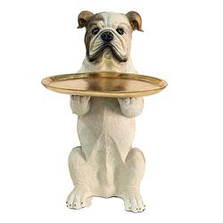 Foto van Clayre & eef decoratie beeld hond 37*29*48 cm creme bruin kunststof decoratief figuur decoratieve accessoires