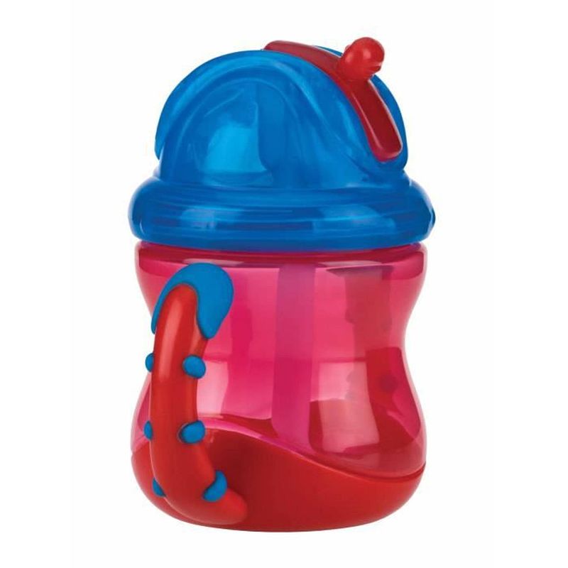 Foto van Nuby flip-it clik it lekbeker met handvatten - 240 ml - rood - 12 maanden +