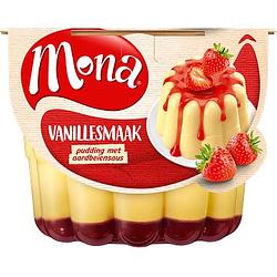 Foto van Mona vanillesmaak pudding met aardbeiensaus 450ml bij jumbo
