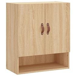 Foto van The living store zwevende wandkast - sonoma eiken - 60 x 31 x 70 cm - duurzaam hout