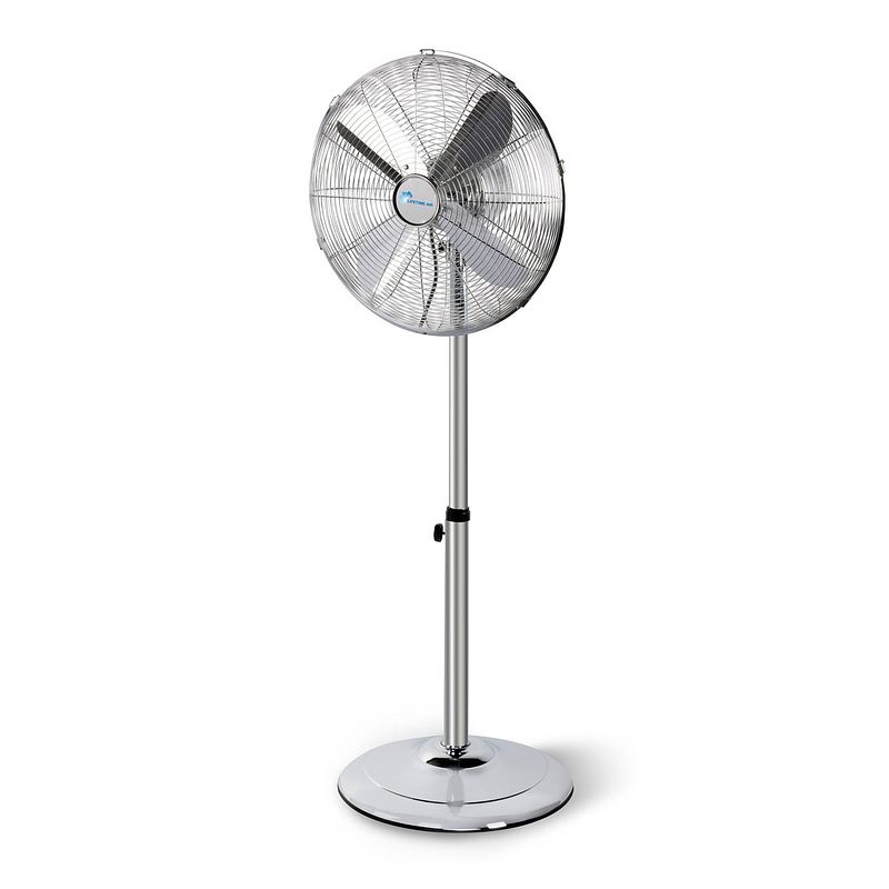 Foto van Lifetime air staande ventilator - 50w - 3 snelheden - ø 40 cm - zwenkfunctie - kantelbaar - hoogte 88-120 cm - chroom