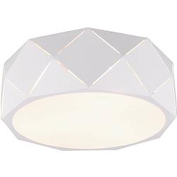 Foto van Led plafondlamp - plafondverlichting - trion zanda - e27 fitting - 3-lichts - rond - mat wit - aluminium