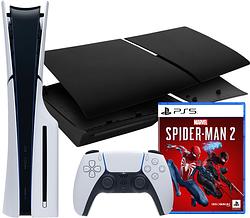 Foto van Playstation 5 slim disc edition + spider-man 2 + covers zwart