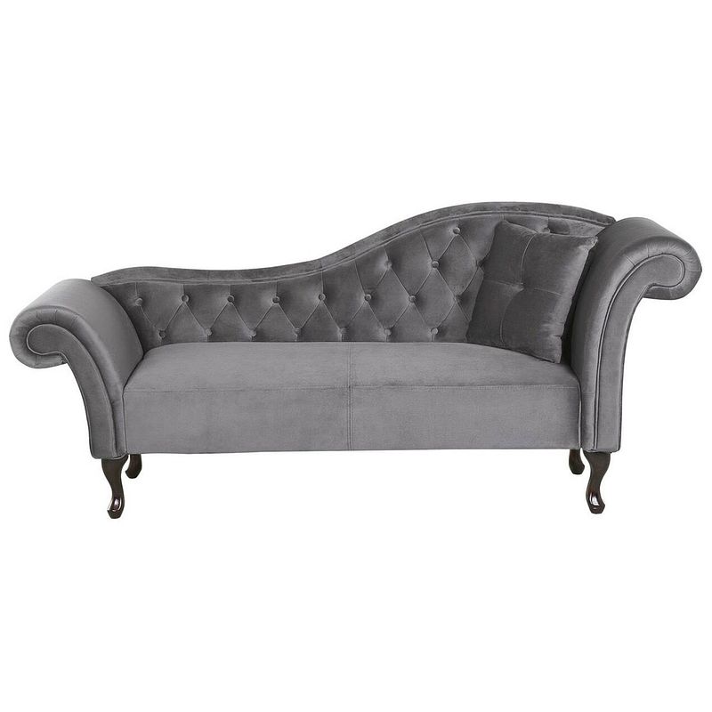 Foto van Beliani lattes - chaise longue-grijs-fluweel