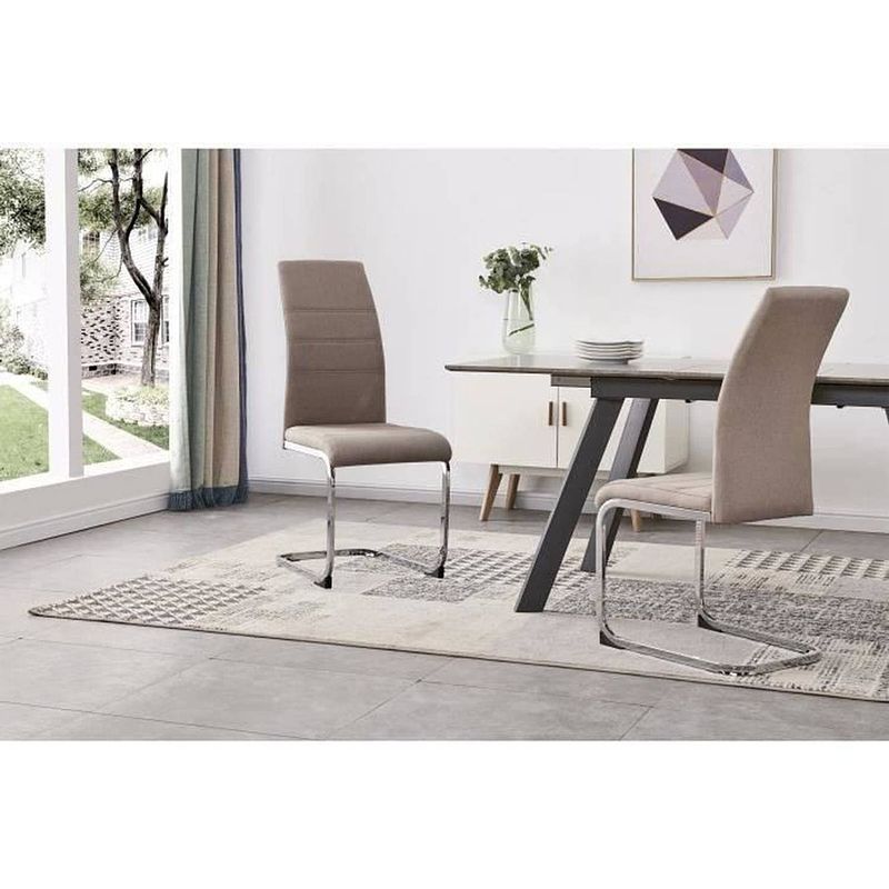 Foto van Jane set van 2 stoelen - chroom onderstel - taupe stof - l 42 x d 56 x h 99 cm