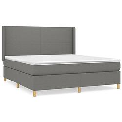 Foto van The living store boxspringbed - donkergrijs - 203 x 183 x 118/128 cm - met verstelbaar hoofdbord - pocketveringmatras