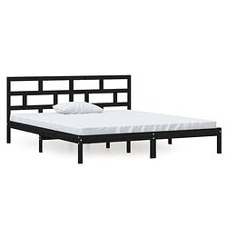 Foto van Vidaxl bedframe massief hout zwart 135x190 cm 4ft6 double