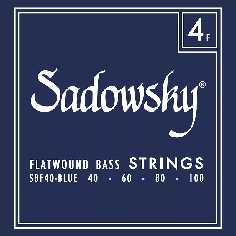 Foto van Sadowsky blue label sbf 40 stainless steel flatwound 40-100 snarenset voor elektrische basgitaar