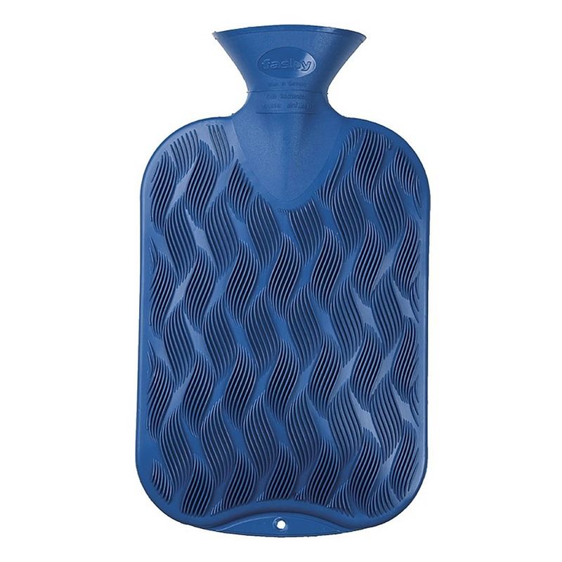 Foto van Kruik blauw golf/ribbel 2 liter - warmwaterkruik