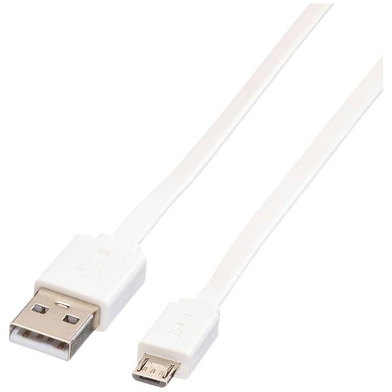 Foto van Roline usb-kabel usb 2.0 usb-a stekker, usb-micro-b stekker 1.00 m wit onafgeschermd, tpe-mantel 8761-02-11t00:00:00.000+01:00