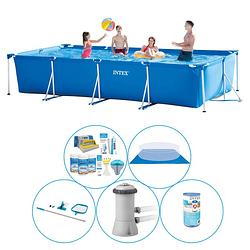 Foto van Intex frame pool rechthoekig 450x220x84 cm - 6-delig - zwembad combi deal