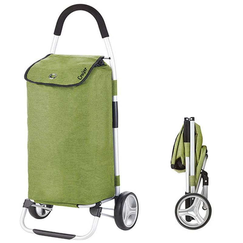 Foto van Shoppingcruiser 'foldable' boodschappentrolley opvouwbare boodschappenwagen met koelvak 45 liter groen