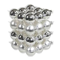 Foto van 36x zilveren glazen kerstballen 6 cm - mat/glans - kerstboomversiering zilver mat en glanzend