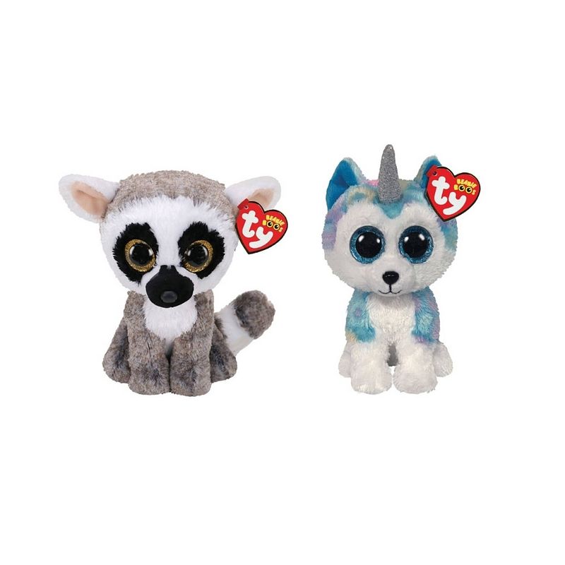 Foto van Ty - knuffel - beanie boo's - linus lemur & helena husky