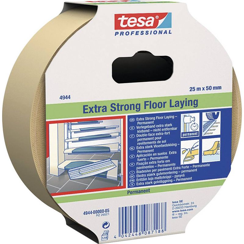 Foto van Tesa extra strong 04944-00002-11 dubbelzijdige tape tesafix 4944 wit (l x b) 10 m x 50 mm 1 stuk(s)