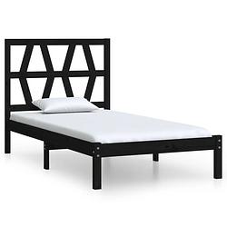 Foto van The living store bedframe zwart massief grenenhout 90x190 cm - rustieke uitstraling - stevig en stabiel