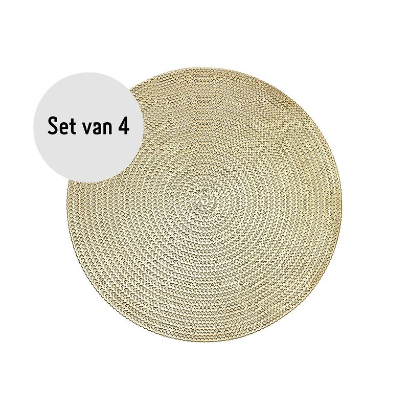 Foto van Krumble placemat rond - pvc - goud - set van 2