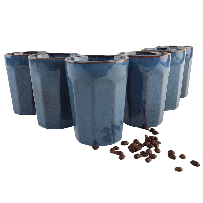 Foto van Otix koffiekopjes zonder oor cappuccino en latte macchiato mokken 6 stuks 400 ml koffietassen aardewerk bluett