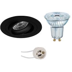 Foto van Led spot set - osram parathom par16 930 36d - pragmi alpin pro - gu10 fitting - dimbaar - inbouw rond - mat zwart - 5.5w