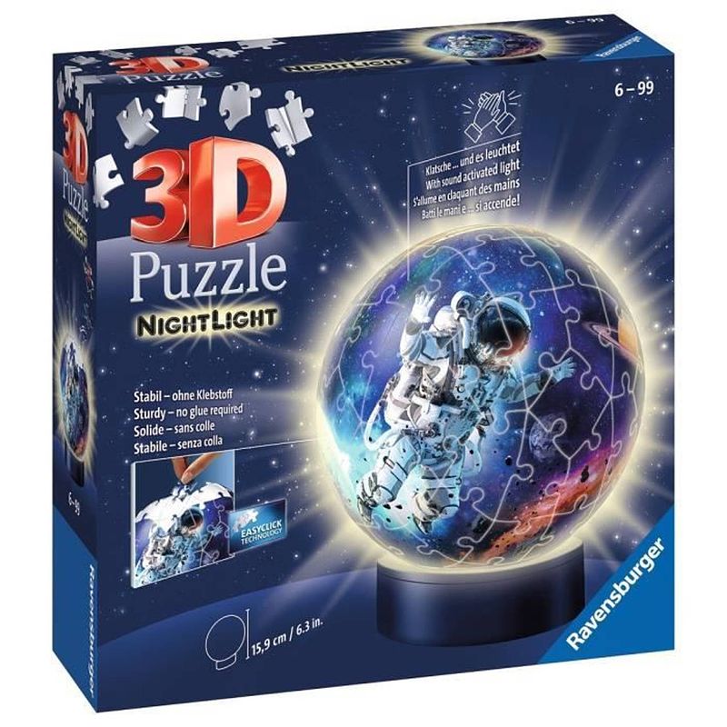 Foto van Verlichte 3d-ballenpuzzel van 72 stukjes - astronauten