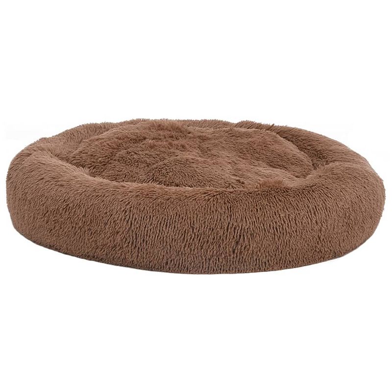 Foto van The living store dierenbed bruin pluche - 70x70x15 cm - wasbaar - anti-slipvoering - opvouwbaar