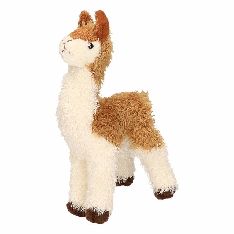 Foto van Boerderijdieren knuffel lama bruin/wit 18 cm - knuffel boederijdieren