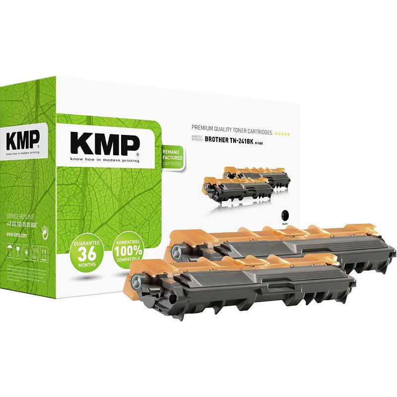 Foto van Kmp toner set van 2 vervangt brother tn-241bk, tn241bk compatibel zwart 5000 bladzijden b-t48d