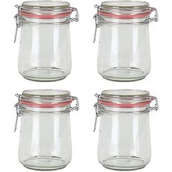 Foto van 8x stuks glazen confituren pot/weckpot 720 ml met beugelsluiting en rubberen ring - weckpotten