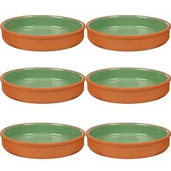 Foto van 6x stuks tapas/hapjes serveren/oven schaal terracotta/groen 23 x 4 cm - snack en tapasschalen