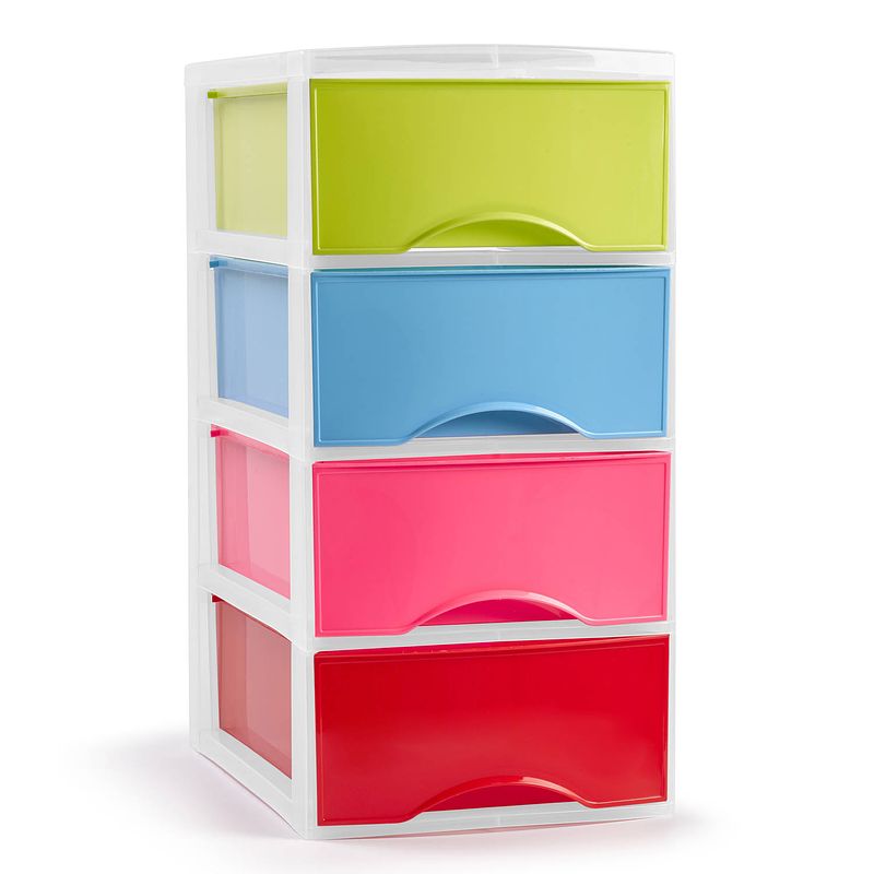 Foto van Plasticforte ladeblokje/bureau organizer 4x lades - multi kleur - l18 x b25 x h33 cm - ladeblok