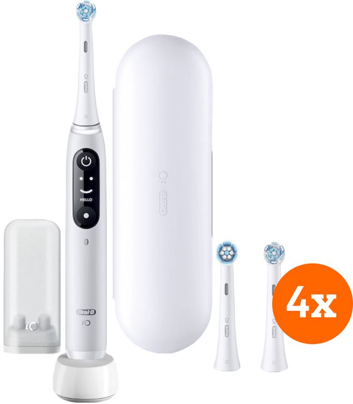 Foto van Oral-b io 6n wit + io ultimate clean opzetborstels (4 stuks)