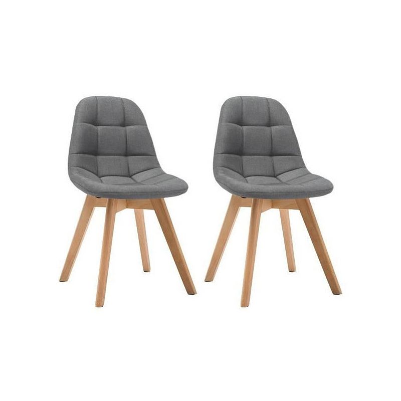 Foto van Anya set van 2 eetkamerstoelen - scandinavische stijl - grijze stof - l 44 x d 50 x h 84 cm