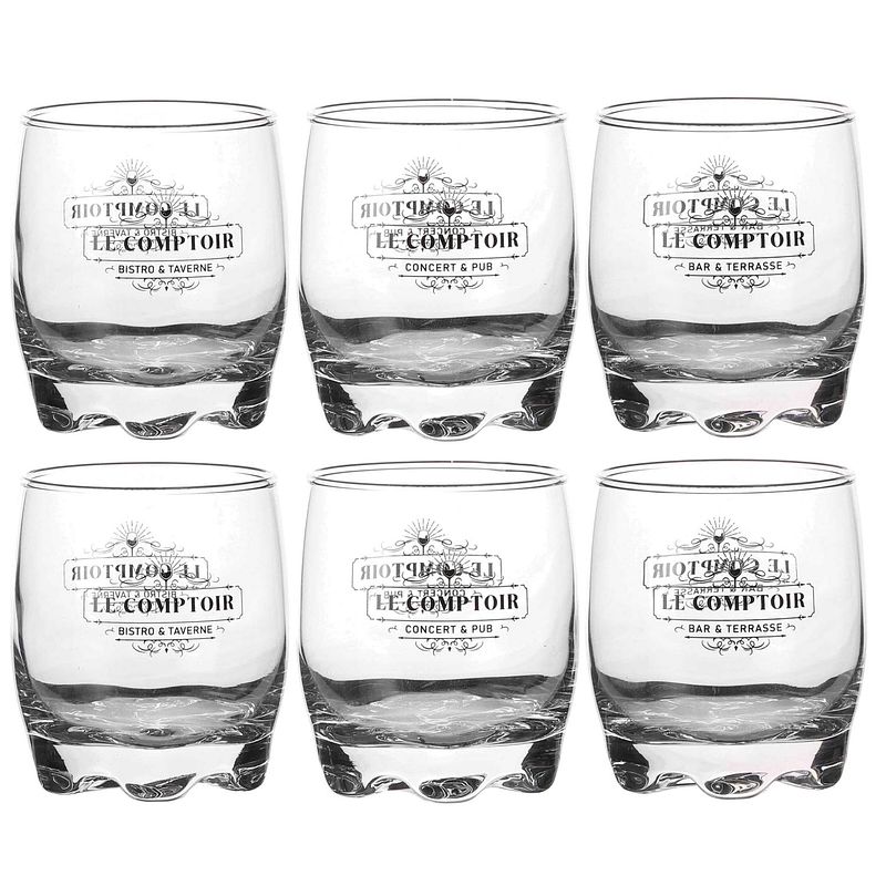 Foto van Urban living whisky/water/drinkglazen comptoir - gedecoreerd glas - 6x stuks - 290 ml - whiskeyglazen