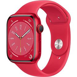 Foto van Apple watch series 8 41mm gps + cellular rvs sportbandje rood