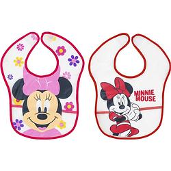 Foto van Disney slabbetjes minnie mouse 28 x 31 cm eva rood/roze 2 stuks