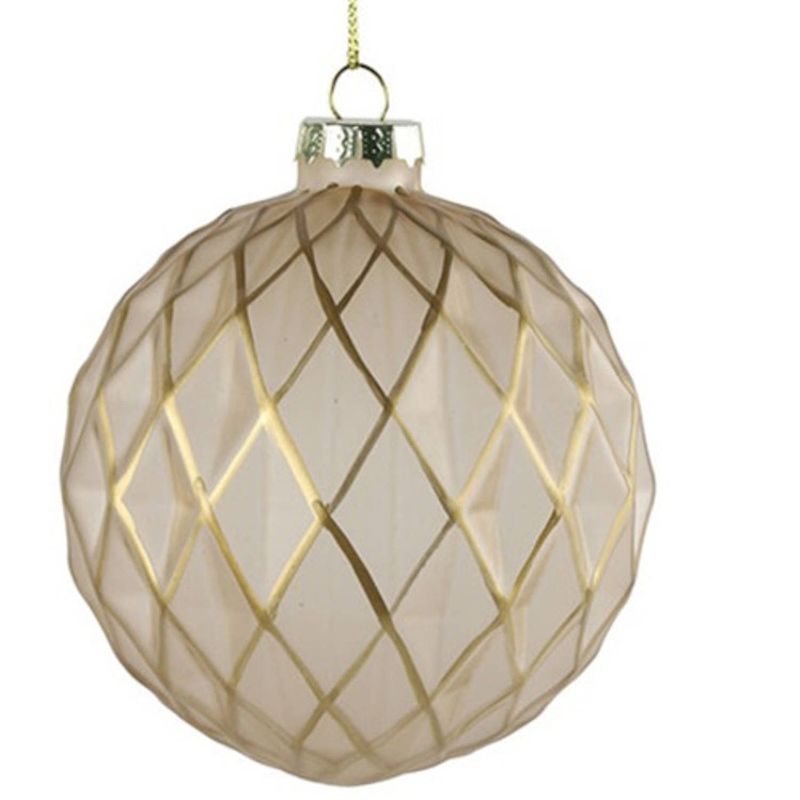 Foto van Tom kerstbal frida 8 cm glas beige/goud