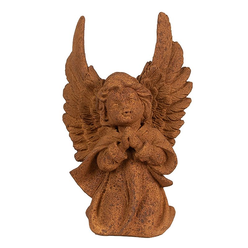 Foto van Clayre & eef decoratie beeld engel 19 cm bruin polyresin religious sculpture bruin religious sculpture