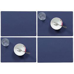 Foto van Set van 6x stuks stevige luxe tafel placemats plain donkerblauw 30 x 43 cm - placemats