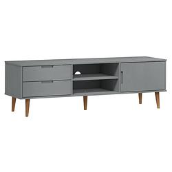 Foto van The living store molde tv-kast - 158 x 40 x 49 cm - massief grenenhout - grijs