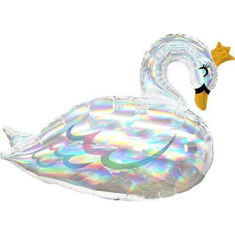 Foto van Amscan folieballon supershape iridescent swan 73 cm