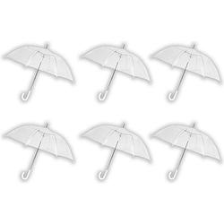 Foto van 6 stuks paraplu transparant plastic paraplu'ss 100 cm - doorzichtige paraplu - trouwparaplu - bruidsparaplu - stijlvol -