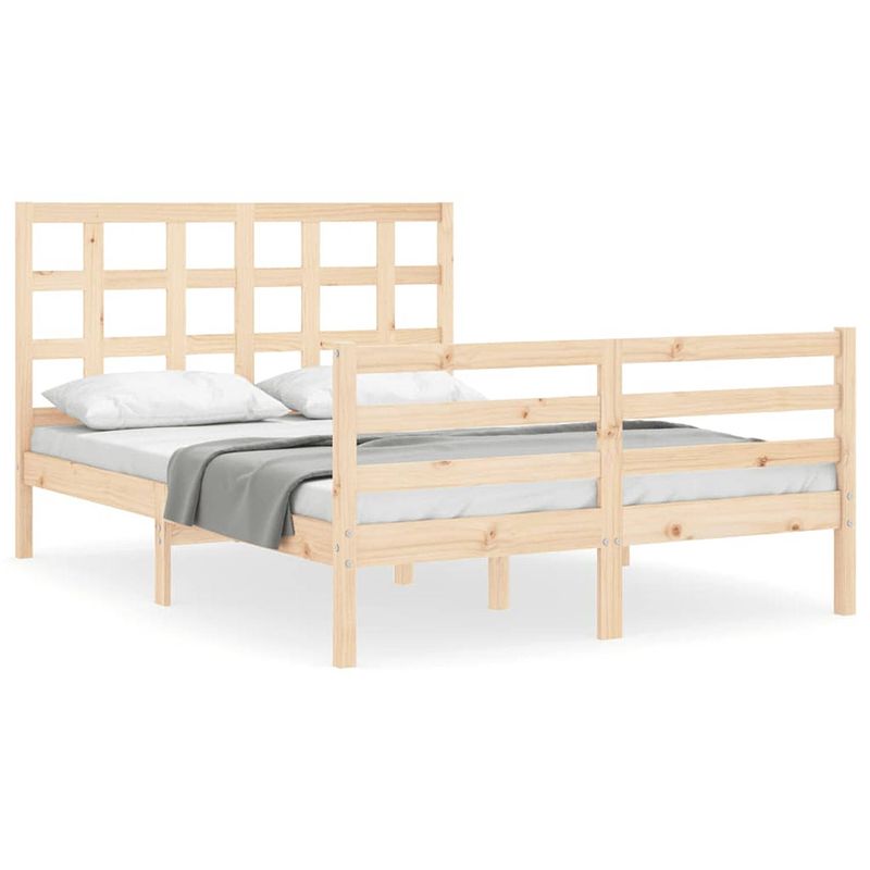 Foto van The living store massief grenenhouten bedframe - 205.5 x 145.5 x 100 cm - multiplex lattenbodem