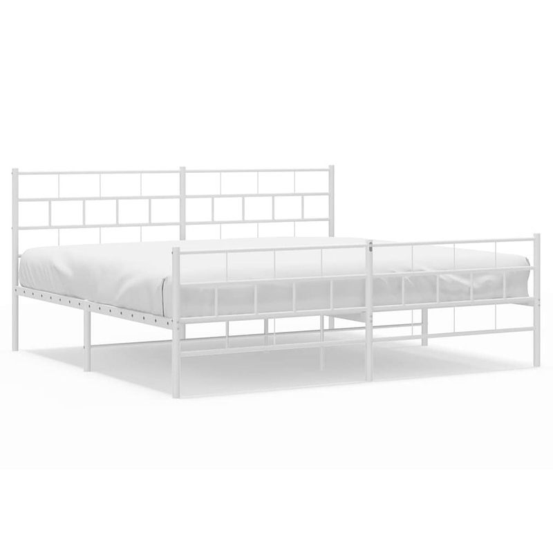 Foto van Vidaxl bedframe met hoofd- en voeteneinde metaal wit 200x200 cm