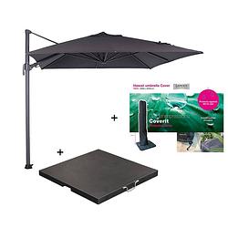 Foto van Garden impressions hawaii zweefparasol s 250x250 - donker grijs/zwart met 60 kg parasolvoet en parasolhoes