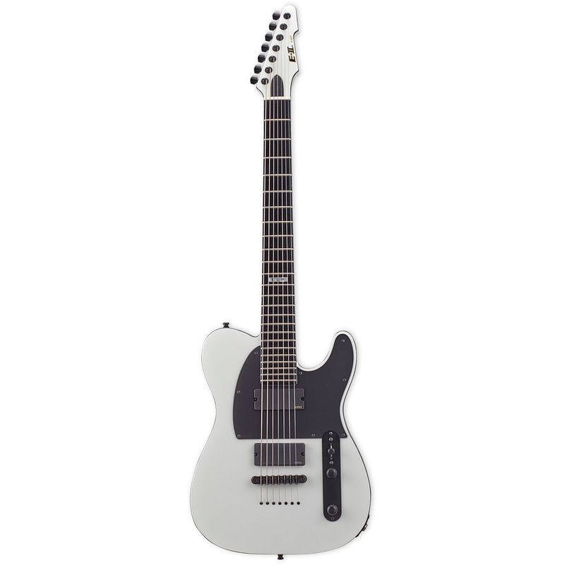 Foto van Esp e-ii t-b7 baritone snow white 7-snarige elektrische gitaar met koffer